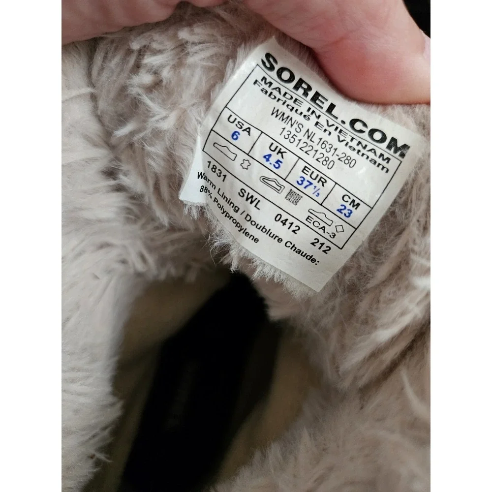 Sorel Winter‎ Boots Women 6 Tan Black Winter Waterproof Faux Fur Tivoli Leather